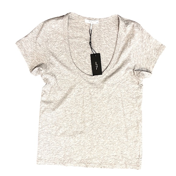 Rag & Bone The Slub U-Neck Tee Heather Grey - Picture 2 of 8